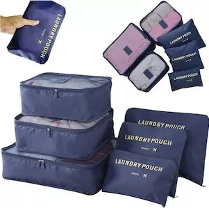 Τσάντες Ταξιδιού Laundry Pouch 38x30x12cm Σετ 6τμχ Μπλε