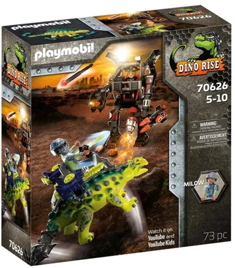 Playmobil Dino Rise Αγκυλόσαυρος με Μαχητή εναντίον Ρομπότ για 5-10 ετών