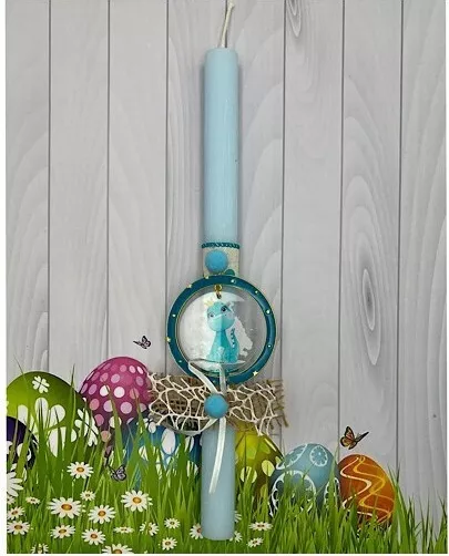 Πασχαλινή Λαμπάδα Aggelography Αρωματική με Στολίδι Δεινοσαυράκι Γαλάζιο