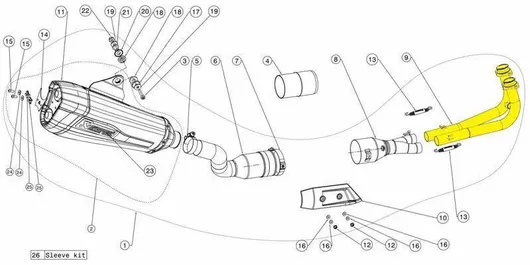 Λαιμοί Εξάτμισης Μοτοσυκλέτας Akrapovic H-Y5R1 2 σε 1 Replacement για Yamaha Xp 530 T-Max Abs 17-19 Ασημί