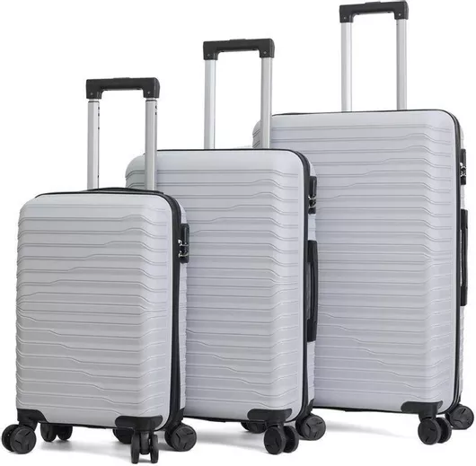 Βαλίτσες Ταξιδίου Amber Σκληρές με 4 Ρόδες Σετ 3τμχ Λευκό