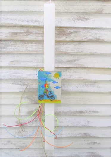 Πασχαλινή Λαμπάδα Anastachs Papier Mache Μαγνητάκι Ποδηλάτης Λευκό