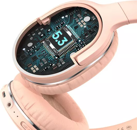 Baseus Encok D02 Pro Ασύρματα/Ενσύρματα On Ear Ακουστικά με 25 ώρες Λειτουργίας Ροζ NGTD010304