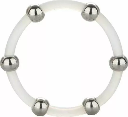 Δαχτυλίδι Πέους Calexotics Steel Beaded Silicone Ring Extra Large Λευκό