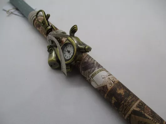 Πασχαλινή Λαμπάδα Anastachs Papier Mache Candle Craft Λεπτή με Ρολόι Αλογάκι Γκρι