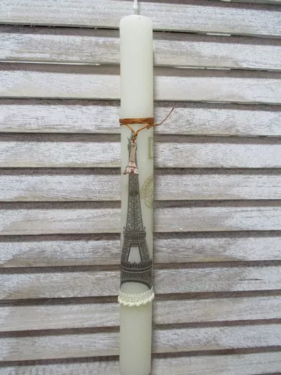 Πασχαλινή Λαμπάδα Deco Keroplast Ξυστή Άιφελ Λευκό