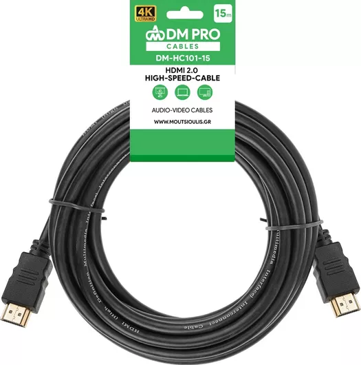 Καλώδιο DM Pro HDMI male σε HDMI male 15m Μαύρο