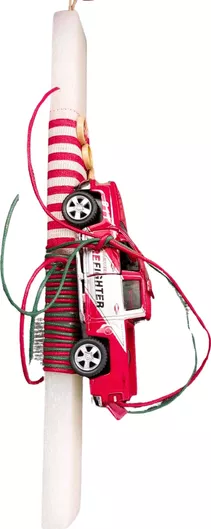 Πασχαλινή Λαμπάδα Αρωματική Πυροσβεστικό Όχημα Λευκό