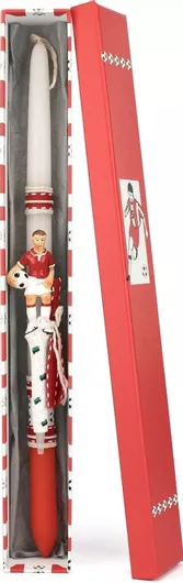 Πασχαλινή Λαμπάδα Γέραλης Κόκκινο Στυλό Ποδοσφαιριστής Λευκό