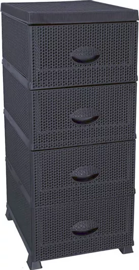 Συρταριέρα Πλαστική 4 Θέσεων 37x45x90cm Γκρι