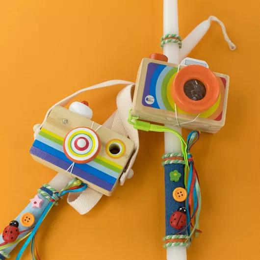 Πασχαλινή Λαμπάδα Γέραλης Φωτογραφική Μηχανή & Καλειδοσκόπιο Τυχαία Επιλογή Σχεδίου