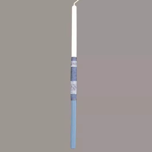 Πασχαλινή Λαμπάδα Ριγέ Ύφασμα Μπλε / Λευκό