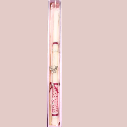 Πασχαλινή Λαμπάδα με Κρεμαστό Λαιμού Πεταλούδα Λευκό