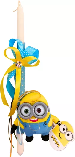 Πασχαλινή Λαμπάδα με Λούτρινο Bob Minions Ροζ