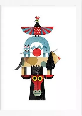 Παιδικό Κάδρο Zoo Animals Poster με Κορνίζα από Ξύλο 15x20cm