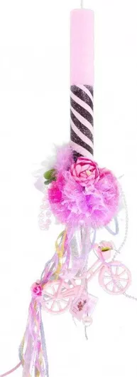 Πασχαλινή Λαμπάδα Stylianopoulou 98.29.4504 Zebra Κρεμαστό Πον Πον με Ποδήλατο Τυχαία Επιλογή Σχεδίου