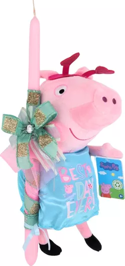 Πασχαλινή Λαμπάδα 7600210463-lam Σετ με Λούτρινο Peppa Pig με Γαλάζιο Φόρεμα Γαλάζιο