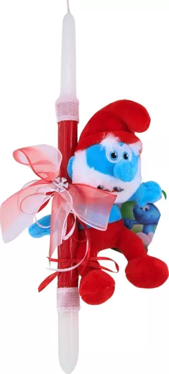 Πασχαλινή Λαμπάδα 7600229471-lam Σετ με Λούτρινο Παπαστρούμφ Στρουμφάκια Smurfs