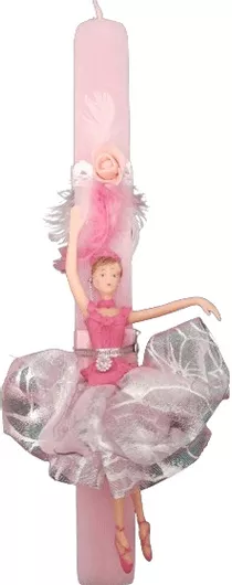 Πασχαλινή Λαμπάδα Romvous CANDLE117 Χειροποίητη Αρωματική Σετ με Μπαλαρίνα Ροζ