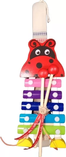 Πασχαλινή Λαμπάδα Romvous CANDLE165 Χειροποίητη Αρωματική Σετ με Ξυλόφωνο Πασχαλίτσα