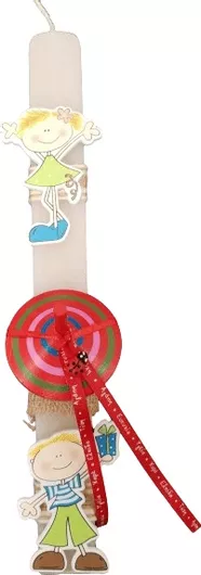 Πασχαλινή Λαμπάδα Romvous Αρωματική με Ξύλινη Σβούρα 30cm Λευκό