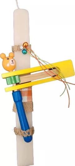 Πασχαλινή Λαμπάδα Romvous Αρωματική με Ξύλινη Ροκάνα Ποντικάκι 30cm Λευκό