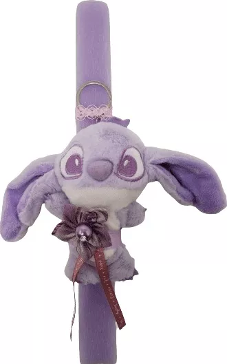 Πασχαλινή Λαμπάδα Romvous Αρωματική με Λούτρινο Μπρελόκ Lilo And Stitch 30cm Μοβ