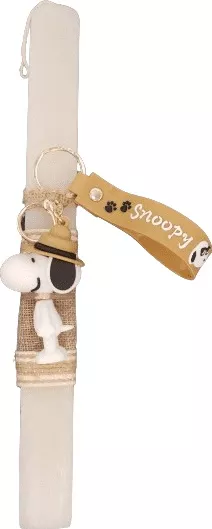 Πασχαλινή Λαμπάδα Romvous Αρωματική με Μπρελόκ Snoopy 30cm Λευκό