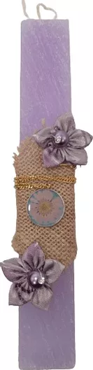 Πασχαλινή Λαμπάδα Romvous Αρωματική με Κολιέ Μενταγιόν Λουλούδι 25x4cm Μοβ