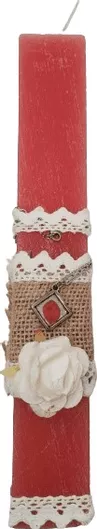 Πασχαλινή Λαμπάδα Romvous Αρωματική με Κολιέ Μενταγιόν Λουλούδι 25x4cm Κόκκινο