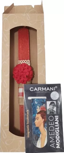 Πασχαλινή Λαμπάδα Romvous Αρωματική με Σελιδοδείκτη Amedeo Modigliani 30cm Κόκκινο