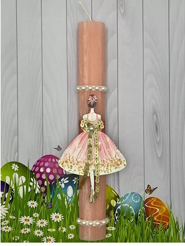 Πασχαλινή Λαμπάδα Aggelography Αρωματική με Στολίδι Κορίτσι Ροζ