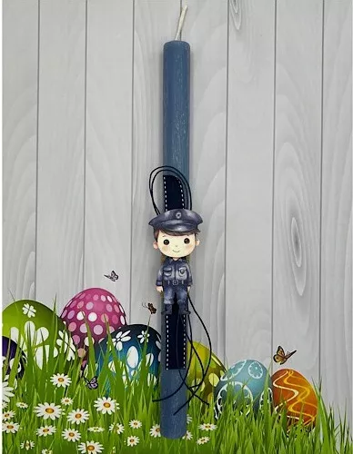 Πασχαλινή Λαμπάδα Aggelography Αρωματική με Στολίδι Αστυνομικός Μπλε