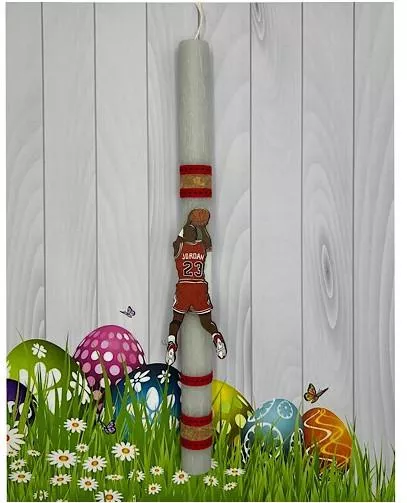 Πασχαλινή Λαμπάδα Aggelography Αρωματική με Στολίδι Τζόρνταν Γκρι