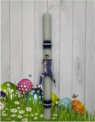 Πασχαλινή Λαμπάδα Aggelography Αρωματική με Στολίδι Neymar Γκρι