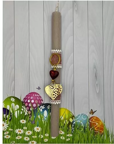 Πασχαλινή Λαμπάδα Aggelography Αρωματική με Στολίδι Μπρελόκ Καρδιά Ροζ