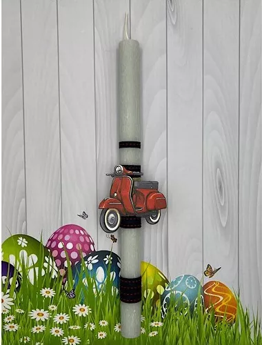 Πασχαλινή Λαμπάδα Aggelography Αρωματική με Στολίδι Βέσπα Γκρι