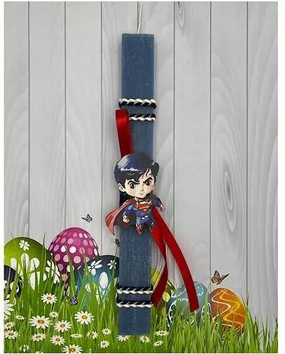 Πασχαλινή Λαμπάδα Aggelography Αρωματική με Στολίδι Σούπερμαν Μπλε