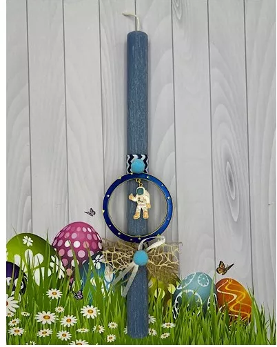 Πασχαλινή Λαμπάδα Aggelography Αρωματική με Στολίδι Αστροναύτης Μπλε