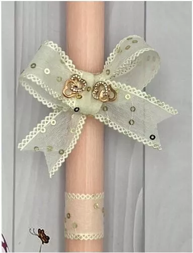 Πασχαλινή Λαμπάδα Aggelography με Στολίδι Σκουλαρίκια Καρδούλες με Στρας Ροζ