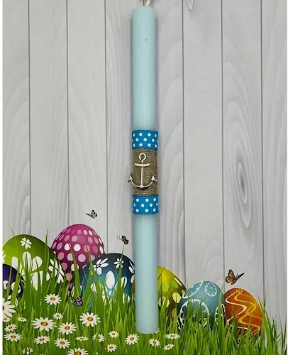 Πασχαλινή Λαμπάδα Aggelography Αρωματική με Στολίδι Άγκυρα Γαλάζιο