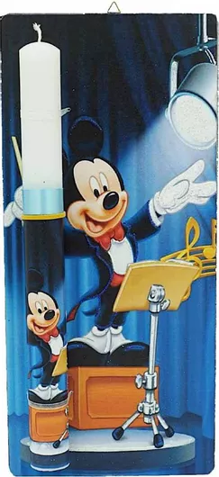 Πασχαλινή Λαμπάδα Χειροποίητη Καδράκι Mickey Μαέστρο
