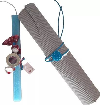 Πασχαλινή Λαμπάδα Χειροποίητη Σετ με Πρόσωπο Γαλάζιο