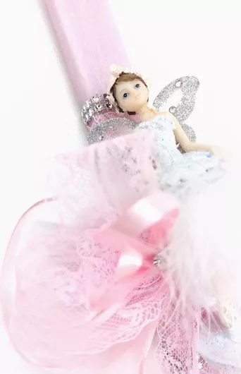 Πασχαλινή Λαμπάδα Χειροποίητη Σετ με Μπαλαρίνα-Νεράιδα Ροζ