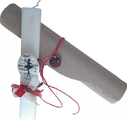 Πασχαλινή Λαμπάδα Χειροποίητη Σετ με Μπαλαρίνα Λευκό