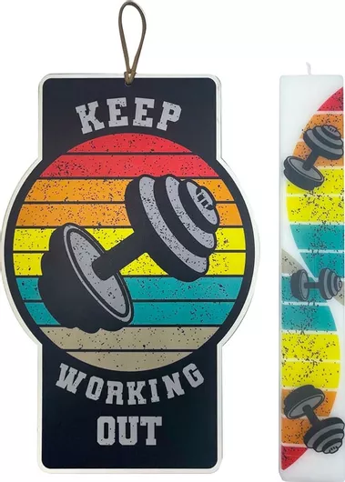 Πασχαλινή Λαμπάδα Σετ με Εκτύπωση Keep Working Out