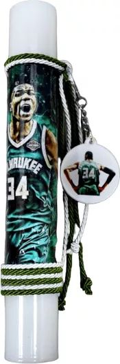 Πασχαλινή Λαμπάδα Gerakis 24Δ018 Μπάσκετ Αντετοκούμπο Μπρελόκ 25x3.5cm Λευκό