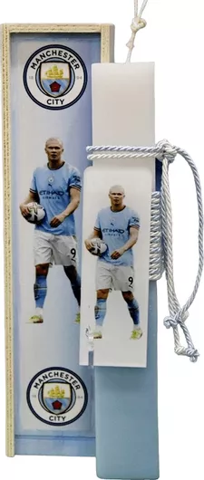 Πασχαλινή Λαμπάδα Gerakis 24Δ011 Ποδόσφαιρο Haaland Σετ με Ξύλινο Κουτί 28x7x5cm Λευκό / Γαλάζιο