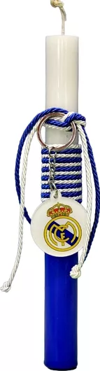 Πασχαλινή Λαμπάδα Gerakis 24Δ006 Ποδόσφαιρο Real Μπρελόκ 25x2.5cm Λευκό / Μπλε