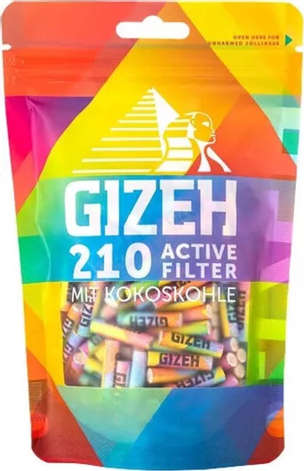 Ανταλλακτικό Φίλτρο Gizeh Extra Slim Rainbow 210 Ενεργού Ανθρακα 6mm Bag